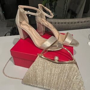 Sand Gold Block 3" Heel Ankle Strap Sandals Size 9.5